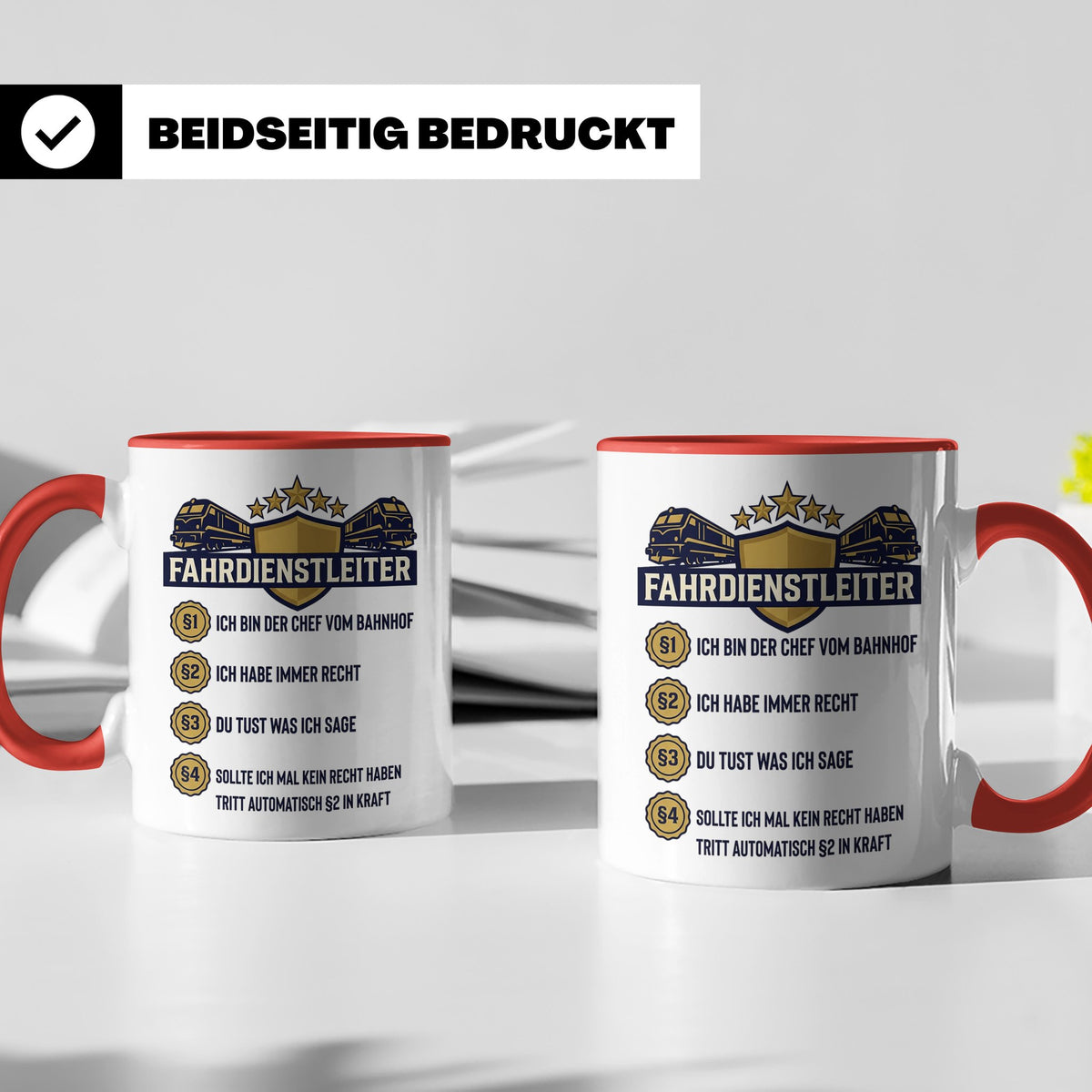 Fahrdienstleiter Tasse mit Spruch Chef vom Bahnhof | Geschen – Rot [farbe:rot]