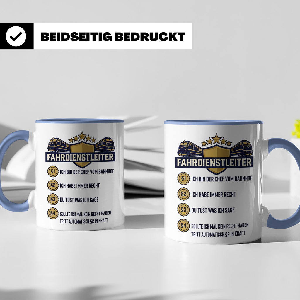 Fahrdienstleiter Tasse mit Spruch Chef vom Bahnhof | Geschen – Blau [farbe:blau]
