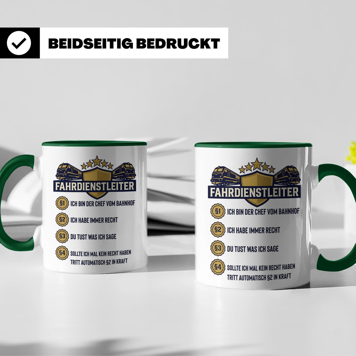 Fahrdienstleiter Tasse mit Spruch Chef vom Bahnhof | Geschen – Grün [farbe:grün]