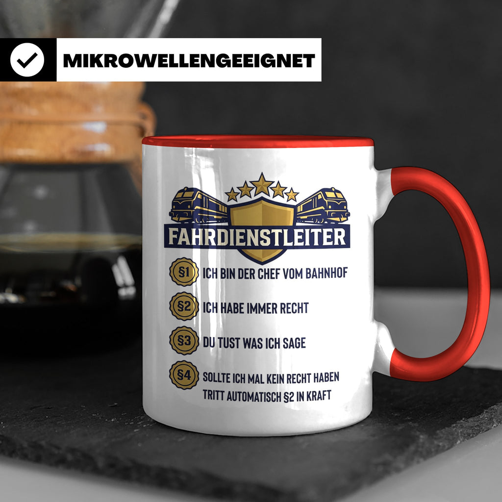 Fahrdienstleiter Tasse mit Spruch Chef vom Bahnhof | Geschen – Rot [farbe:rot]