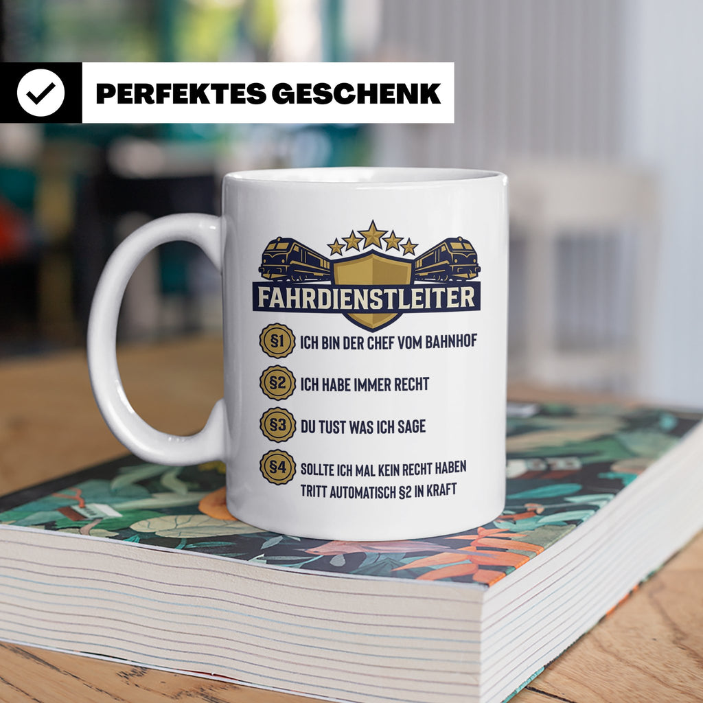 Fahrdienstleiter Tasse mit Spruch Chef vom Bahnhof | Geschen – Weiß [farbe:weiß]