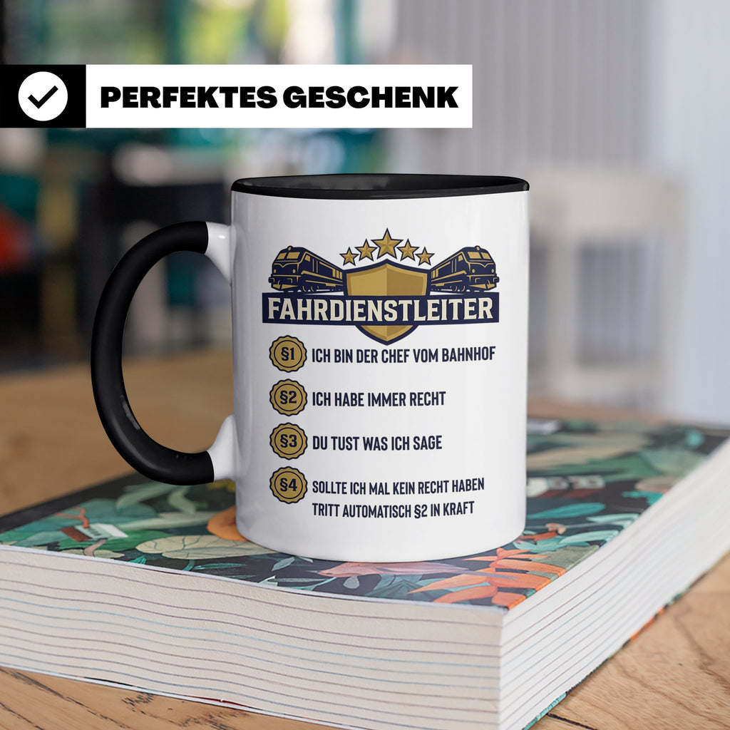 Fahrdienstleiter Tasse mit Spruch Chef vom Bahnhof | Geschen – Schwarz [farbe:schwarz]