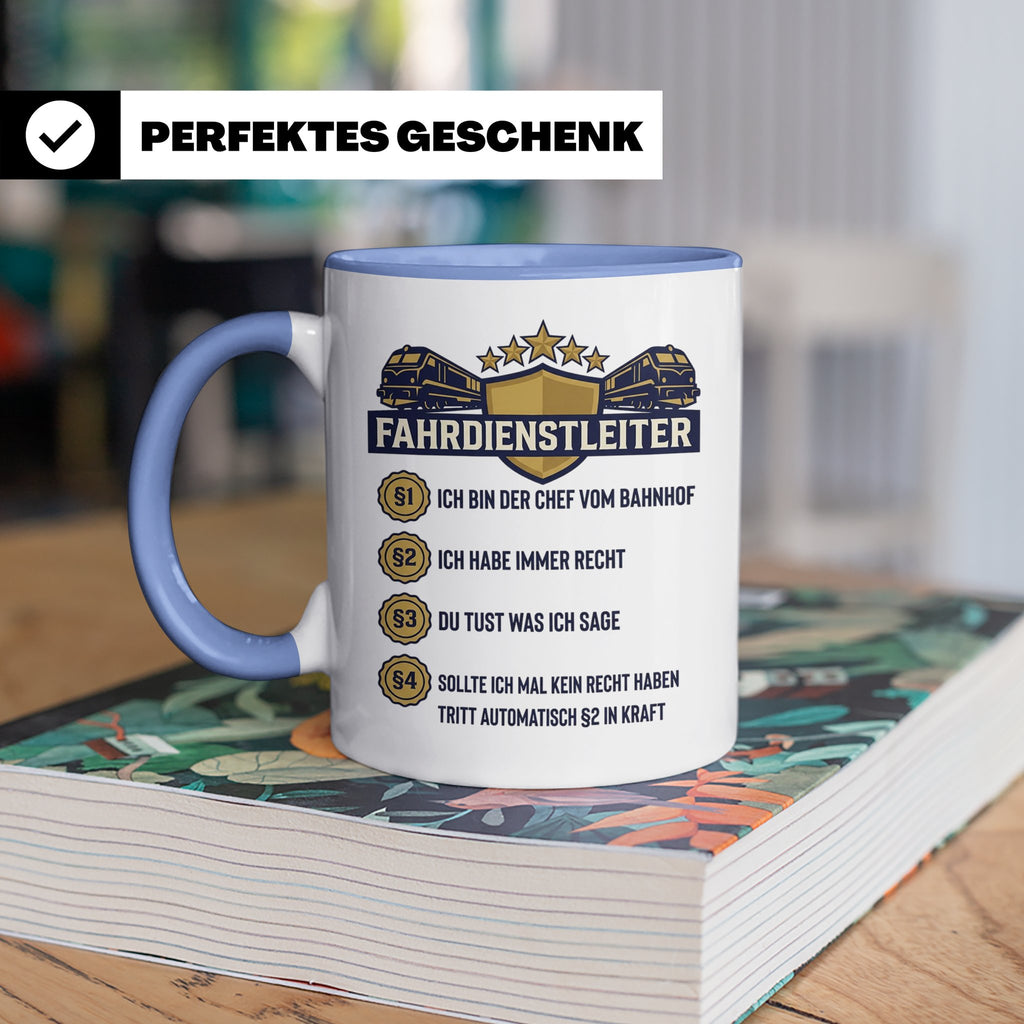 Fahrdienstleiter Tasse mit Spruch Chef vom Bahnhof | Geschen – Blau [farbe:blau]