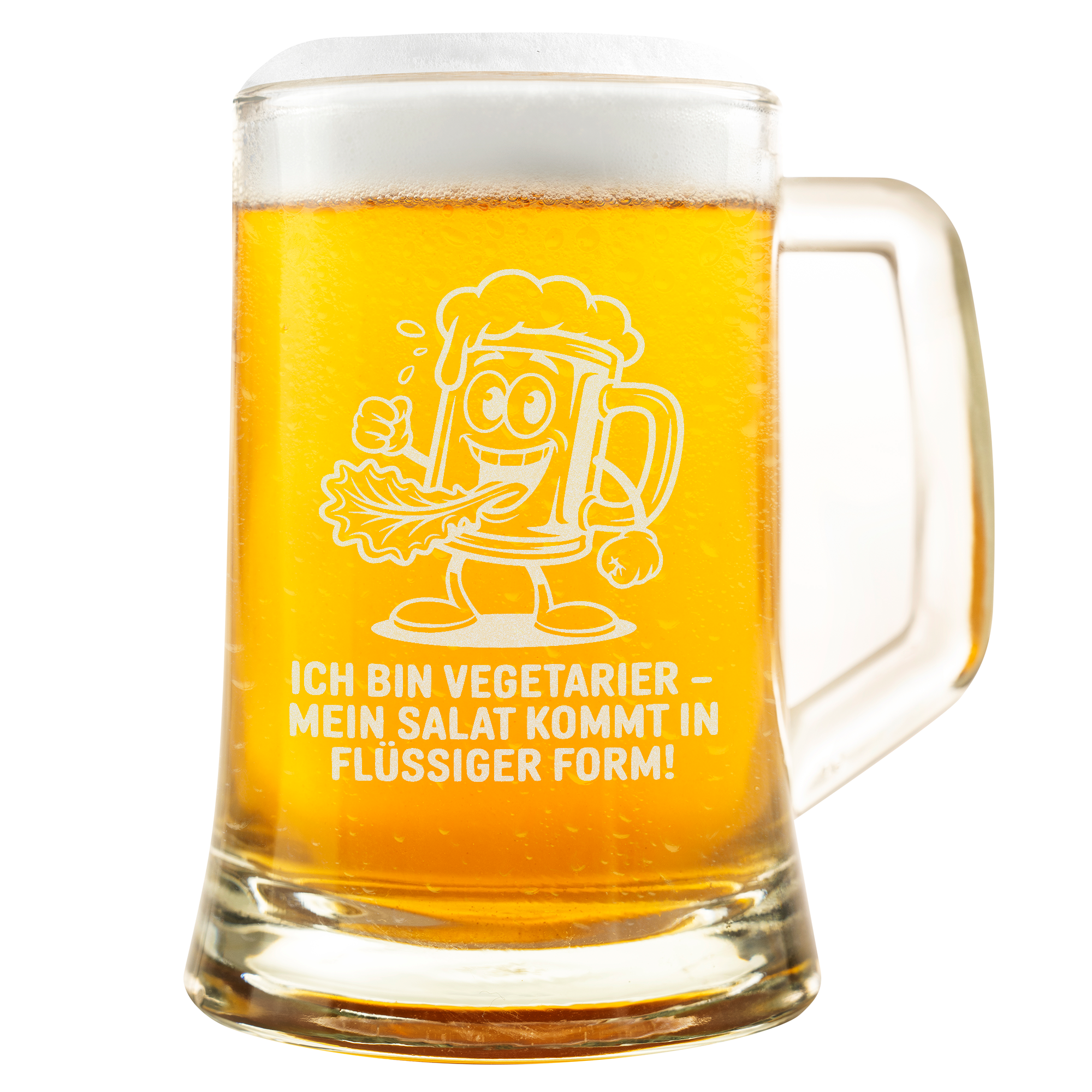 Lustiger Bierkrug Vegetarier Spruch – „Mein Salat kommt in flüssiger Form“ – Witziges Biergeschenk für Männer & Freunde