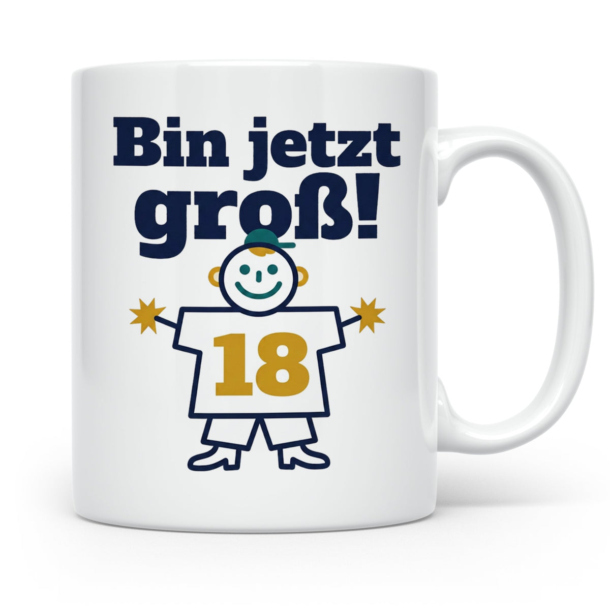 18. Geburtstag Tasse für Jungen | Bin jetzt groß! Geschenkid – Weiß [farbe:weiß]