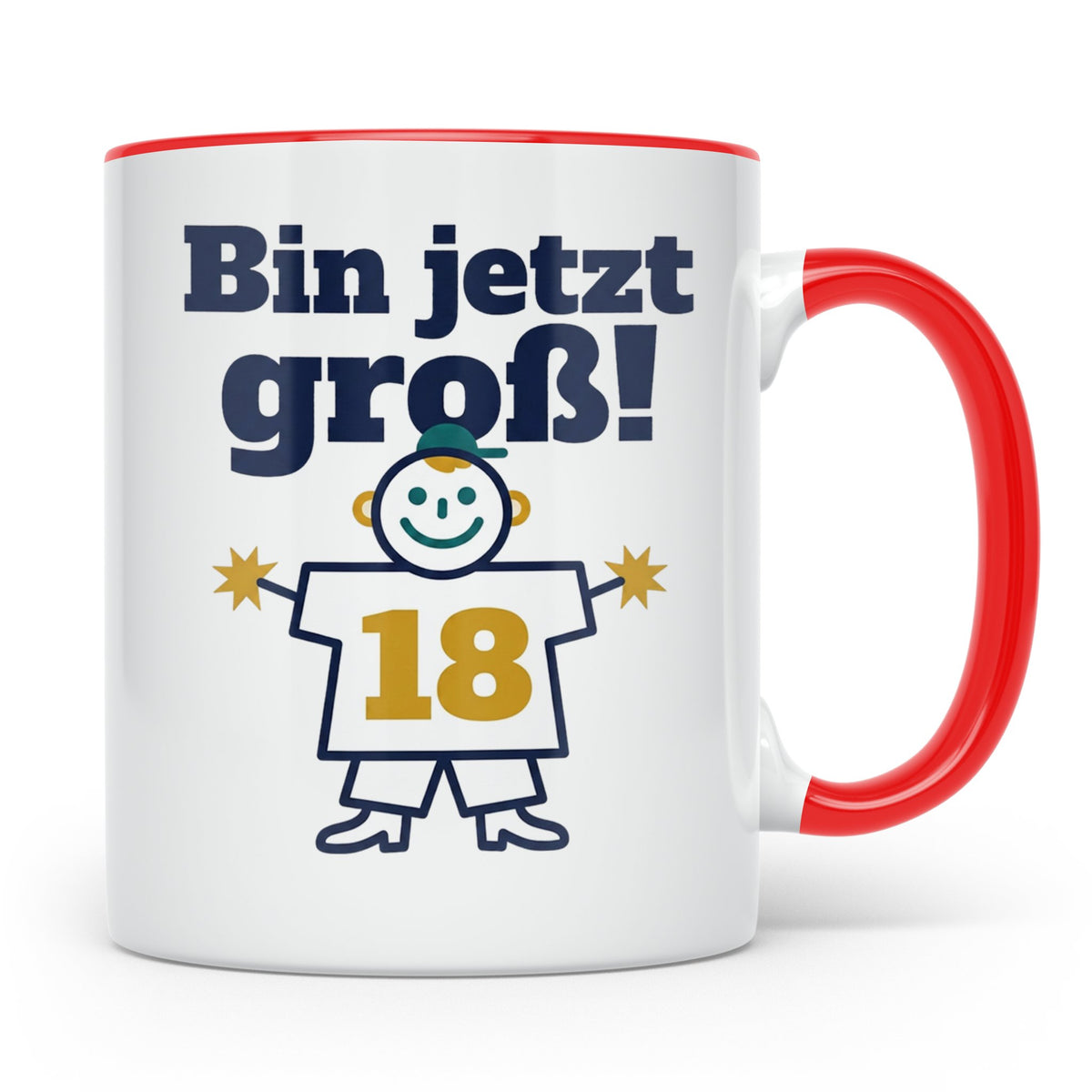 18. Geburtstag Tasse für Jungen | Bin jetzt groß! Geschenkid – Rot [farbe:rot]