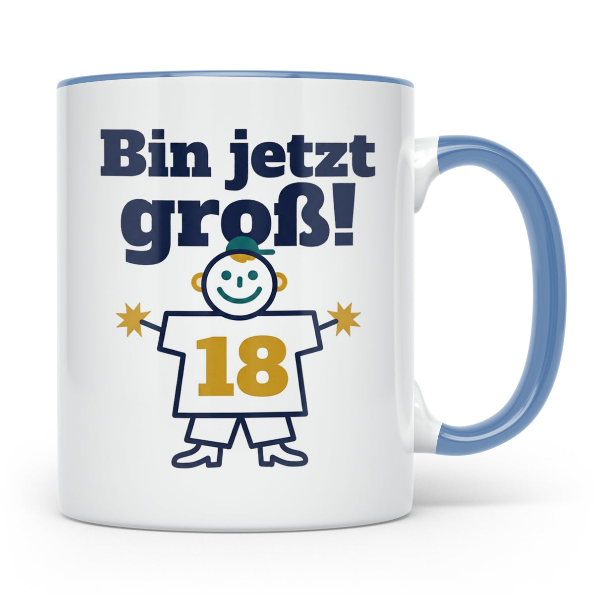 18. Geburtstag Tasse für Jungen | Bin jetzt groß! Geschenkid – Blau [farbe:blau]
