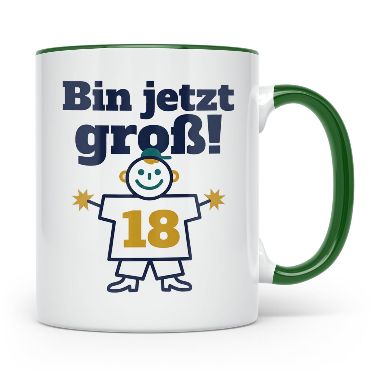 18. Geburtstag Tasse für Jungen | Bin jetzt groß! Geschenkid – Grün [farbe:grün]