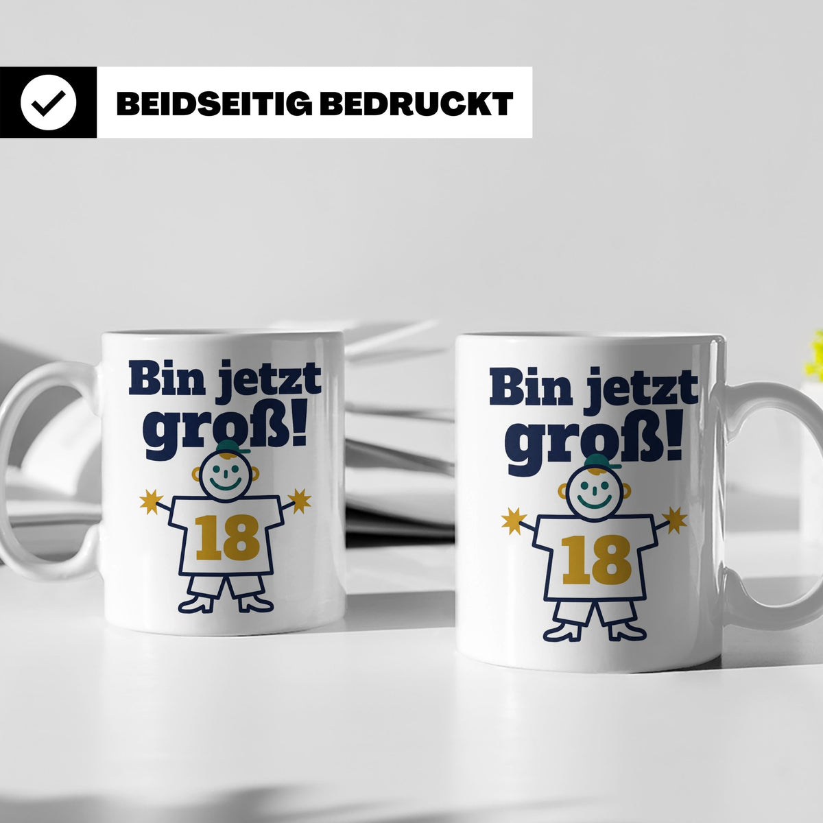 18. Geburtstag Tasse für Jungen | Bin jetzt groß! Geschenkid – Weiß [farbe:weiß]