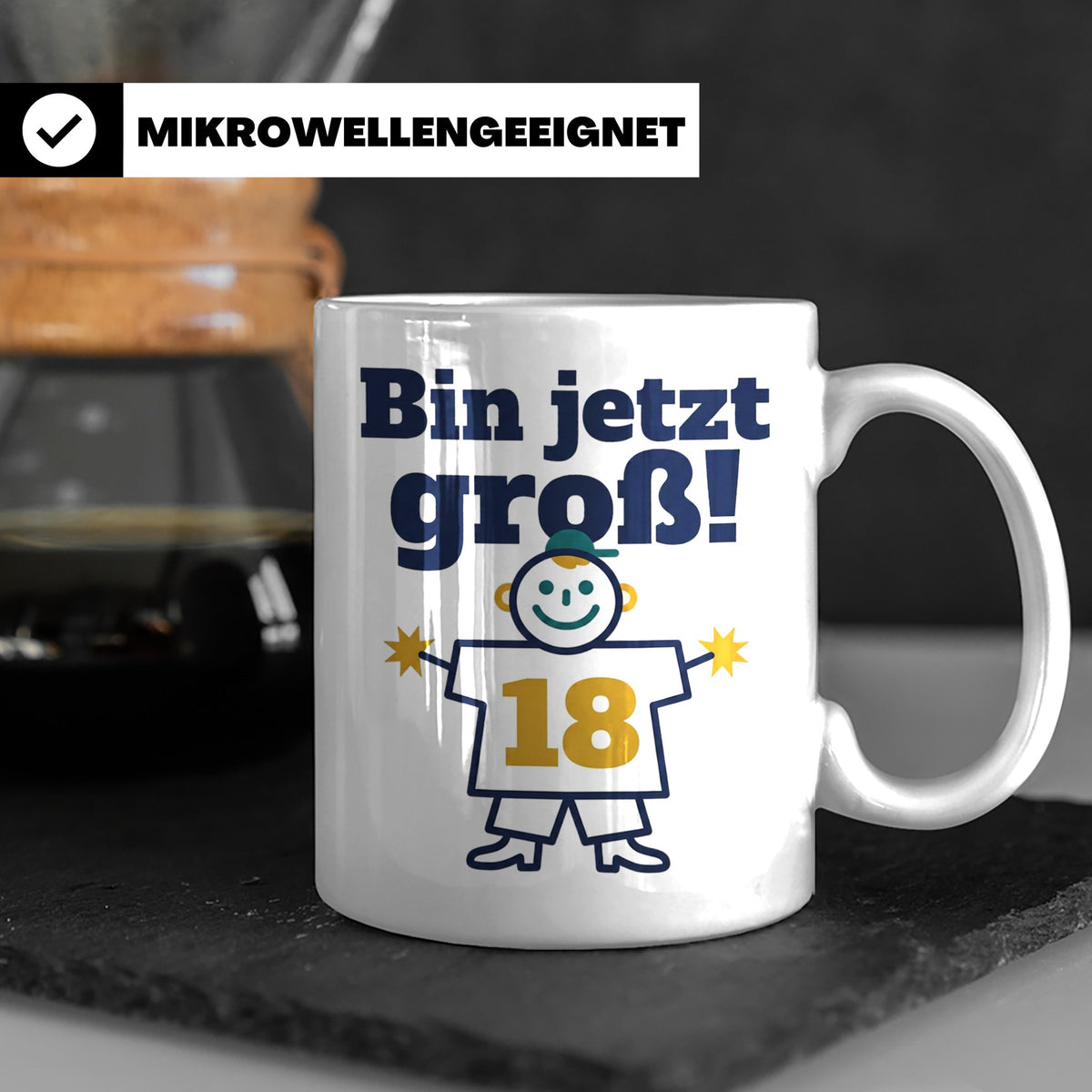 18. Geburtstag Tasse für Jungen | Bin jetzt groß! Geschenkid – Weiß [farbe:weiß]