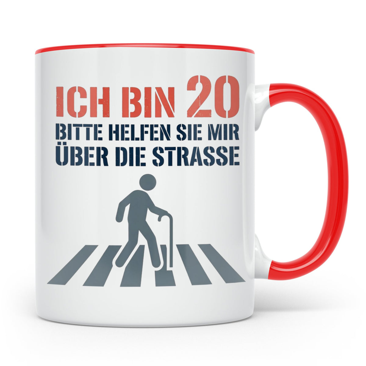 Tasse 20. Geburtstag lustig Spruch Ich bin 20 helfen Sie mir – Rot [farbe:rot]