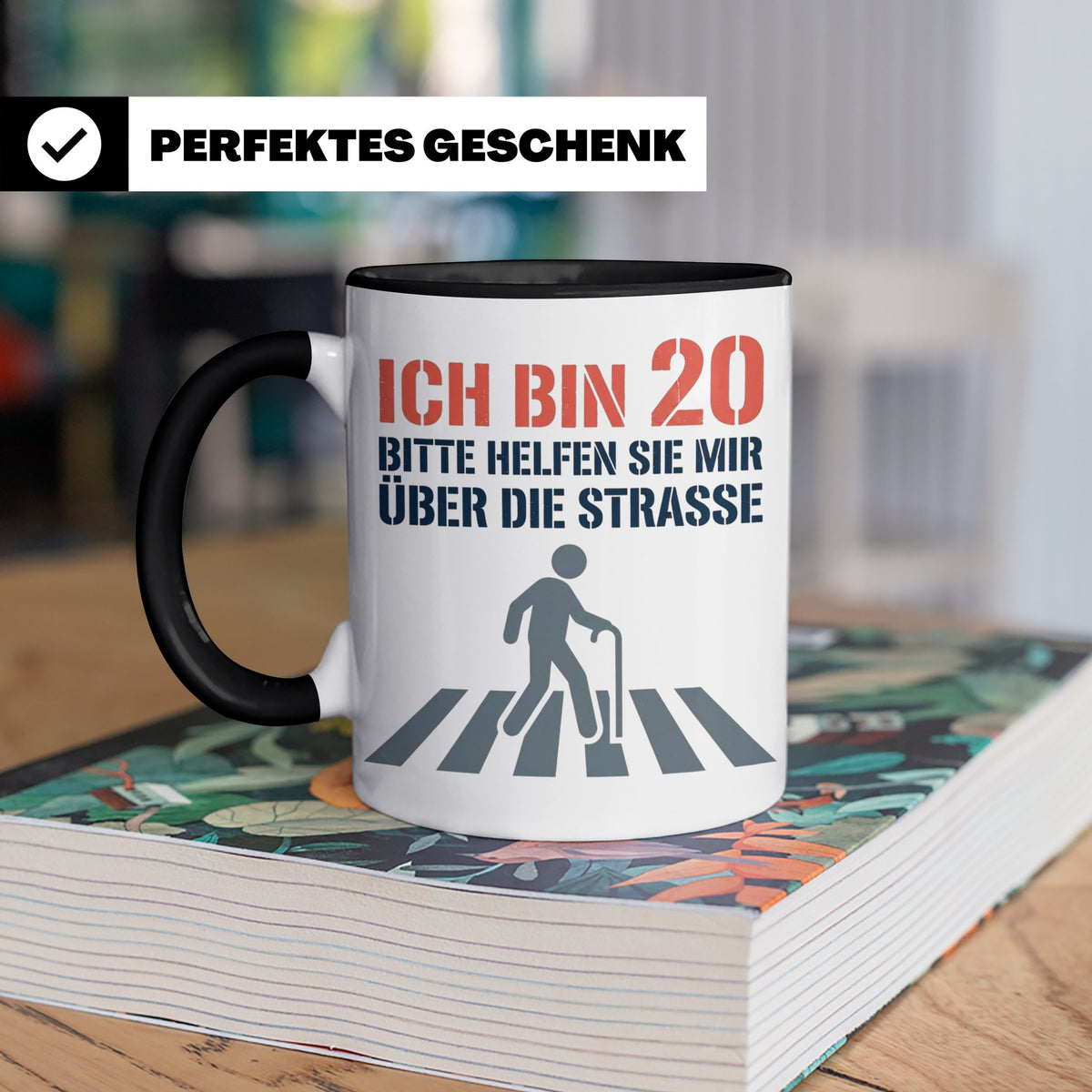 Tasse 20. Geburtstag lustig Spruch Ich bin 20 helfen Sie mir – Schwarz [farbe:schwarz]