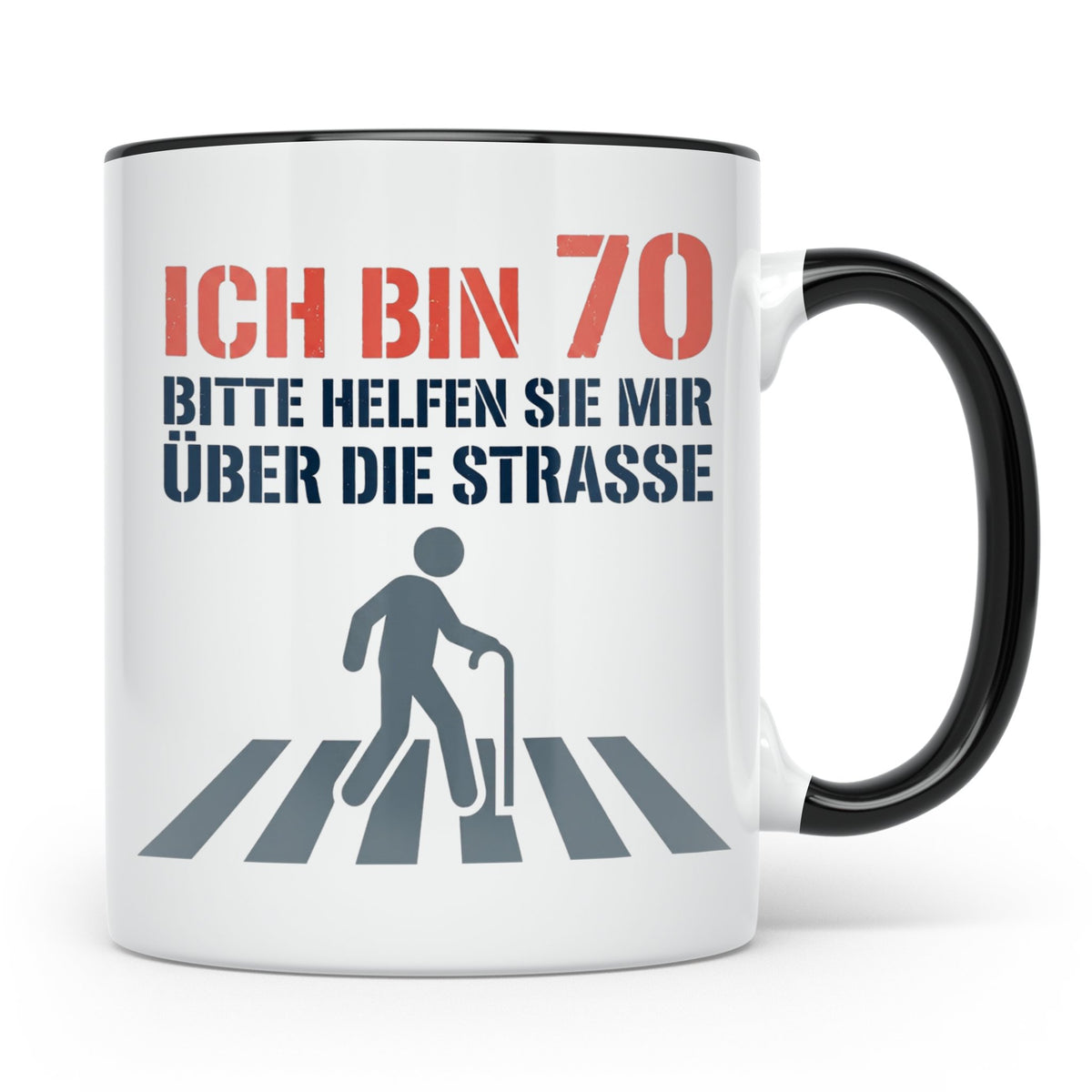 Tasse 70. Geburtstag lustig Ich bin 70 helfen Sie mir, Gesch – Schwarz [farbe:schwarz]