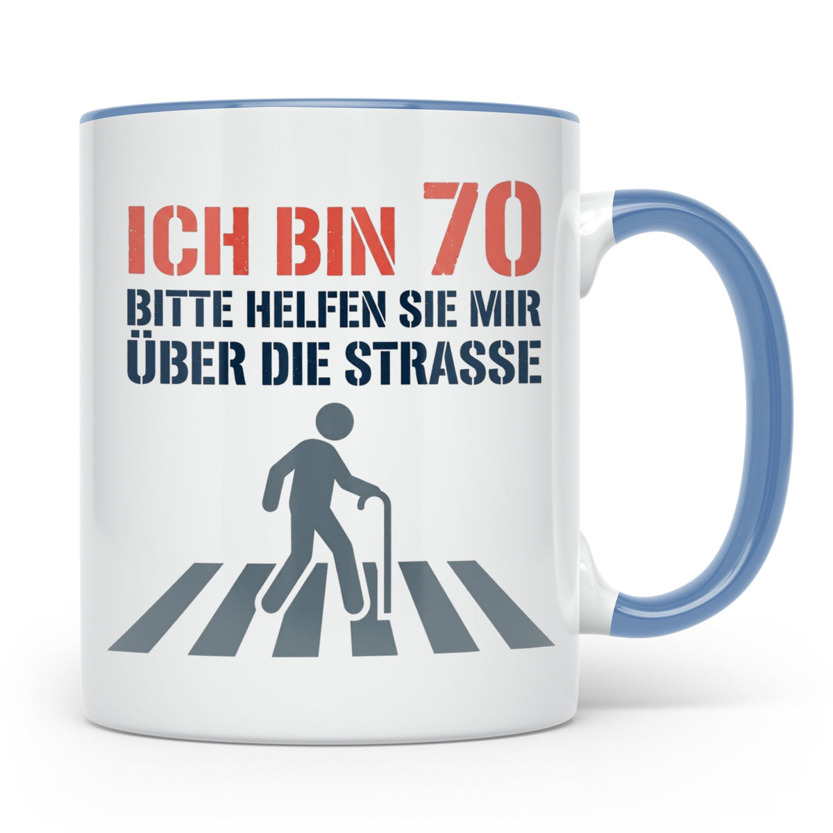 Tasse 70. Geburtstag lustig Ich bin 70 helfen Sie mir, Gesch – Blau [farbe:blau]