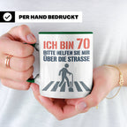 Tasse 70. Geburtstag lustig Ich bin 70 helfen Sie mir, Gesch – Grün [farbe:grün]