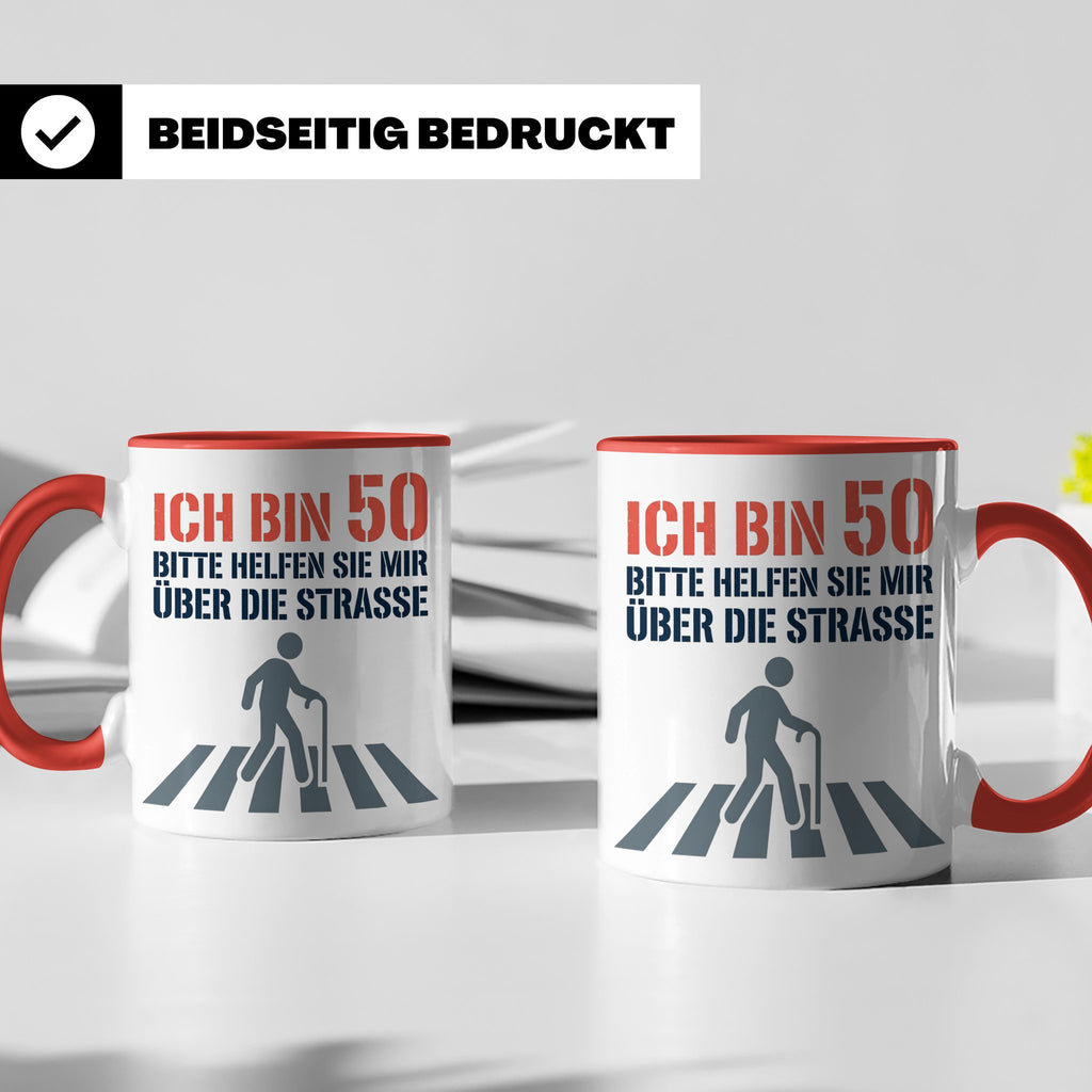 50. Geburtstag Tasse lustig mit Spruch, Geschenkidee für Män – Rot [farbe:rot]