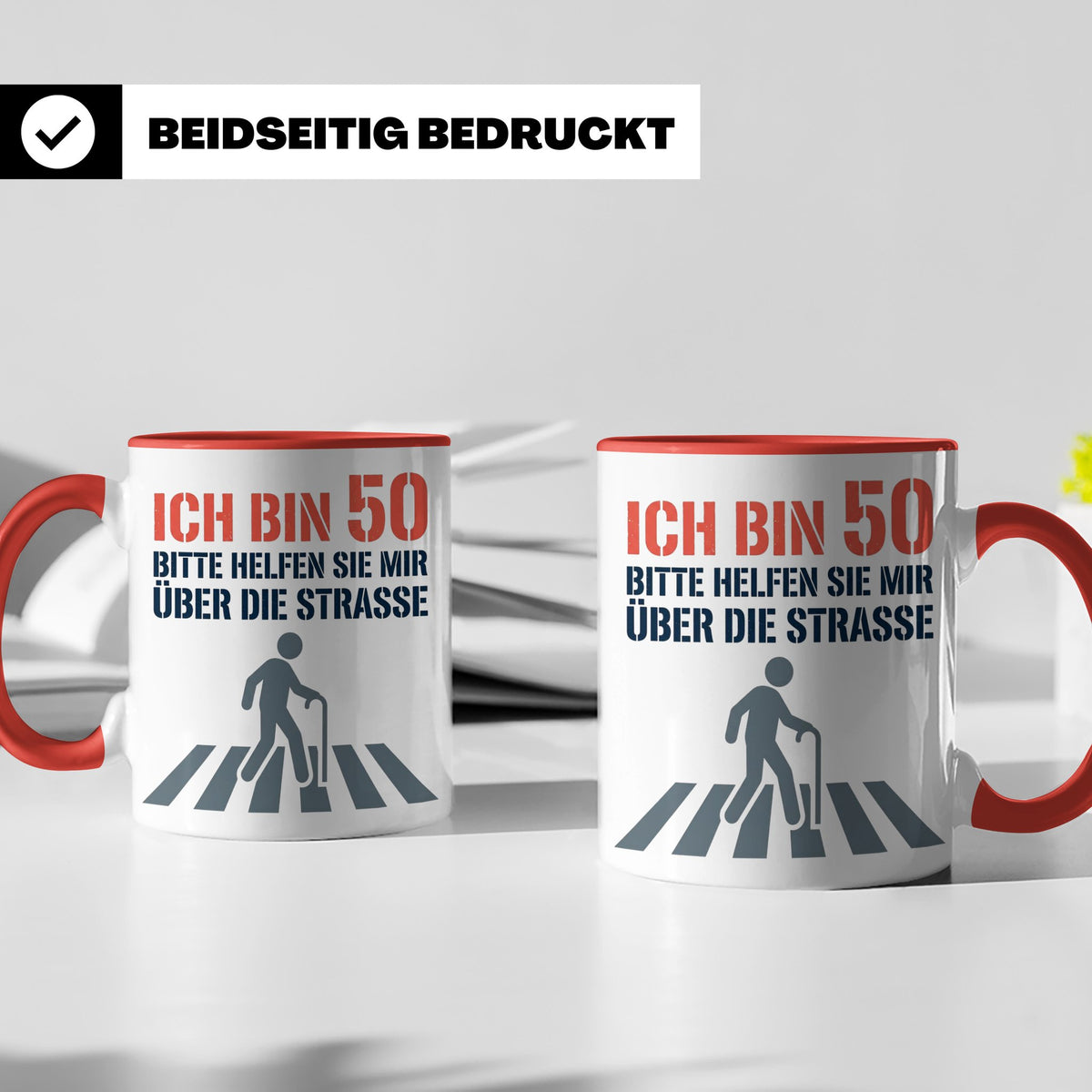 50. Geburtstag Tasse lustig mit Spruch, Geschenkidee für Män – Rot [farbe:rot]