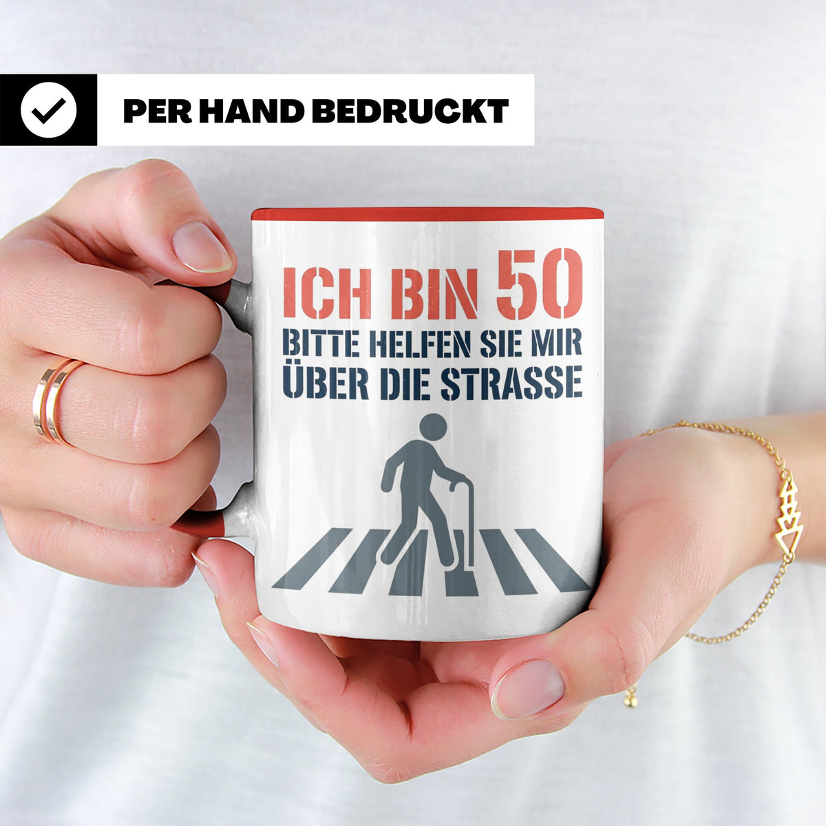 50. Geburtstag Tasse lustig mit Spruch, Geschenkidee für Män – Rot [farbe:rot]