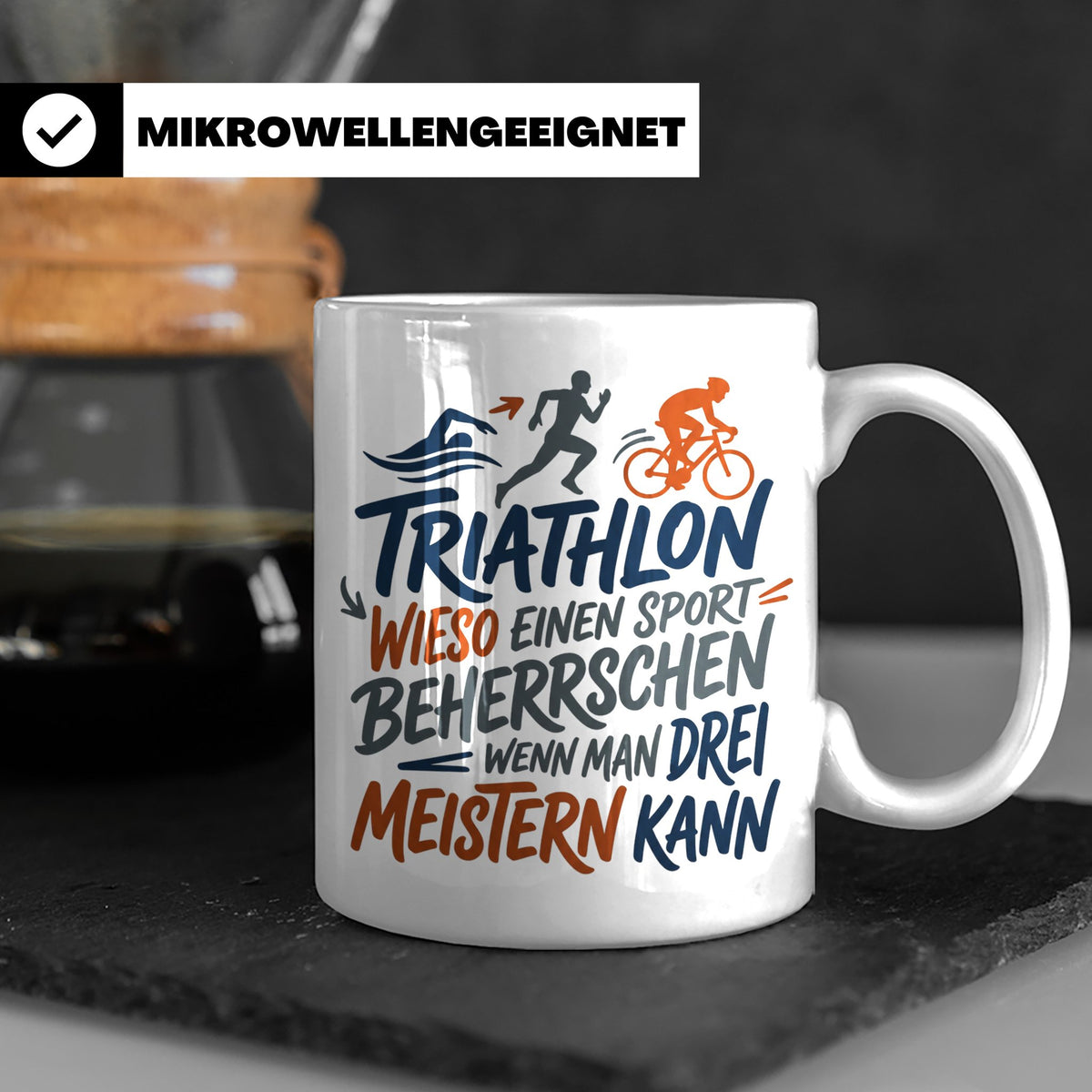 Triathlon Tasse mit Spruch Wieso einen Sport beherrschen, Ge – Weiß [farbe:weiß]