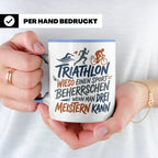 Triathlon Tasse mit Spruch Wieso einen Sport beherrschen, Ge – Blau [farbe:blau]