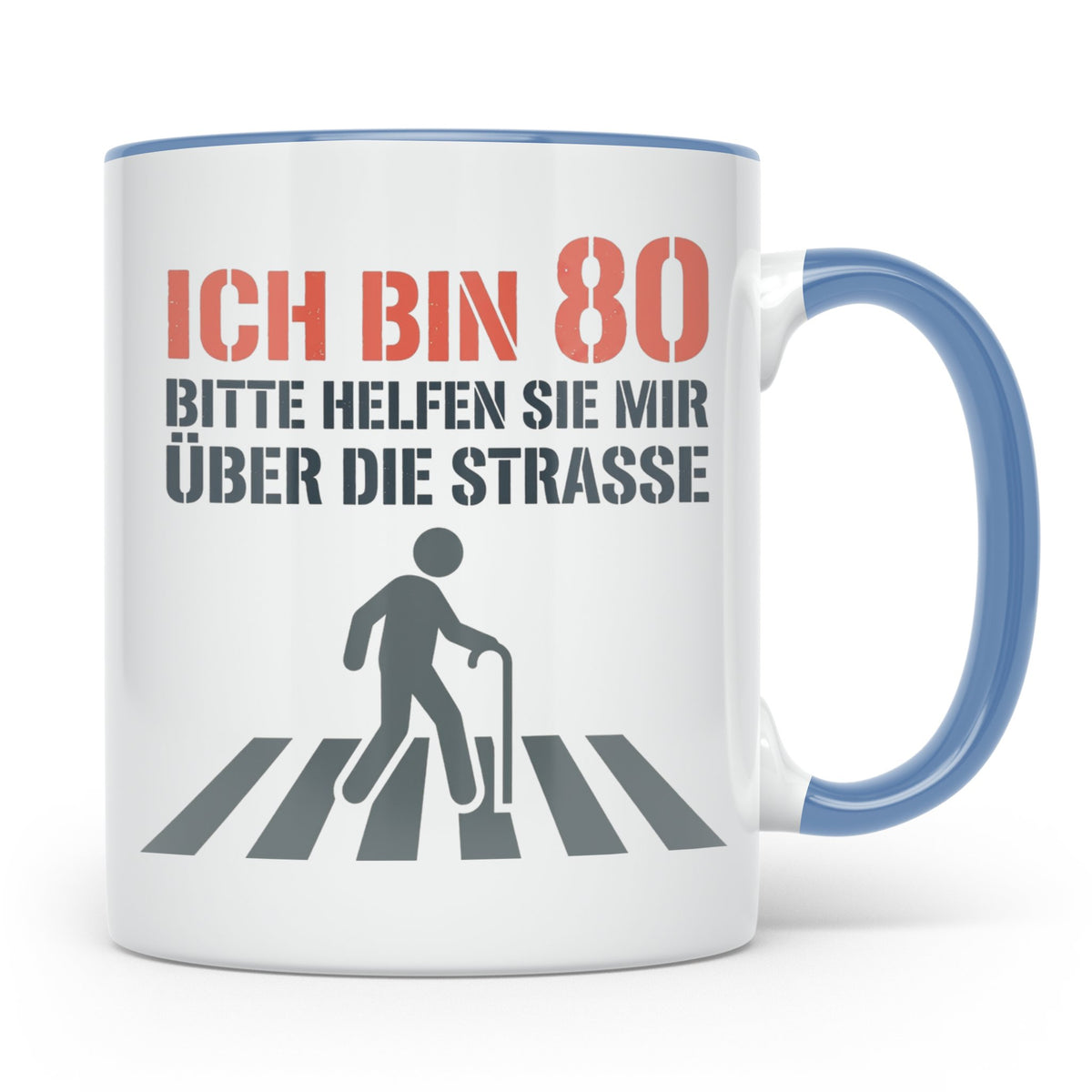 Tasse 80. Geburtstag lustig mit Spruch | Geschenk für Opa, O – Blau [farbe:blau]