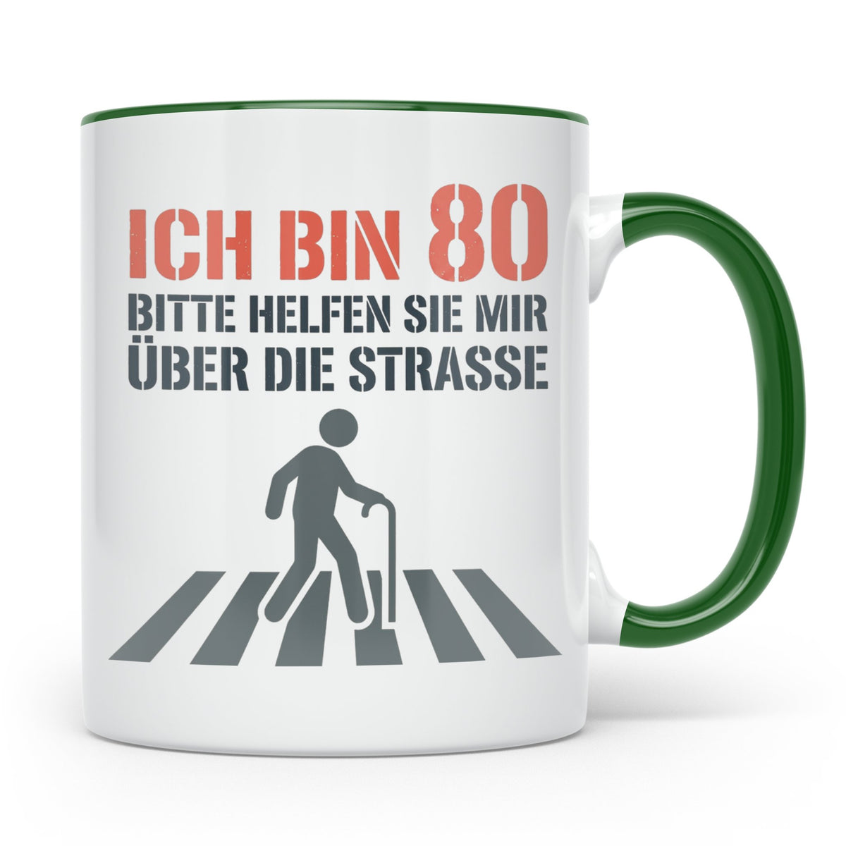 Tasse 80. Geburtstag lustig mit Spruch | Geschenk für Opa, O – Grün [farbe:grün]