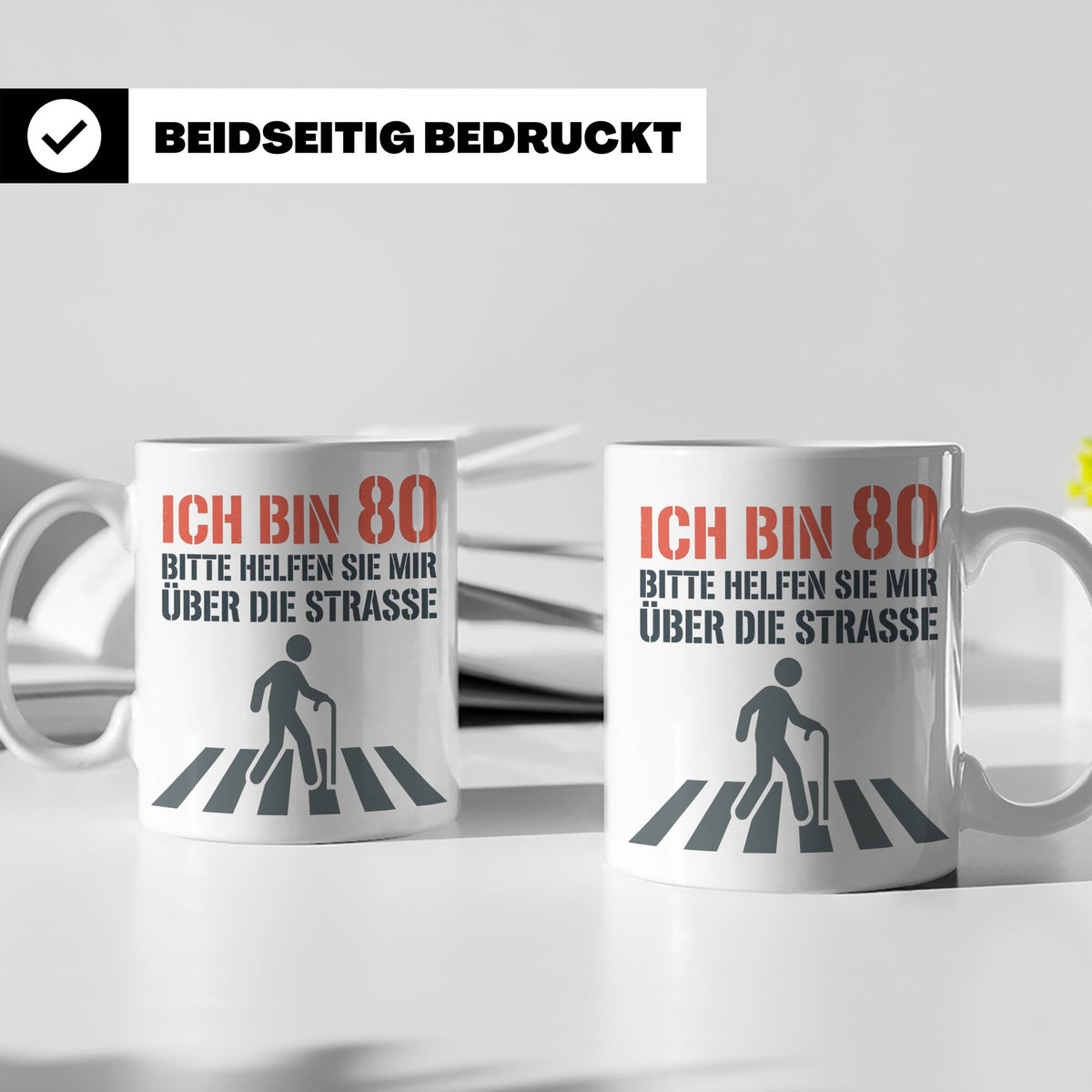 Tasse 80. Geburtstag lustig mit Spruch | Geschenk für Opa, O – Weiß [farbe:weiß]
