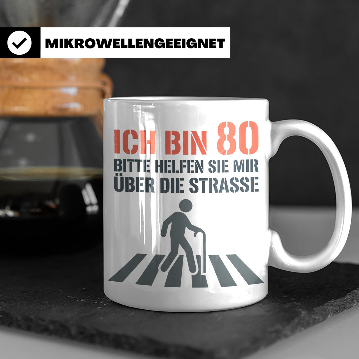 Tasse 80. Geburtstag lustig mit Spruch | Geschenk für Opa, O – Weiß [farbe:weiß]