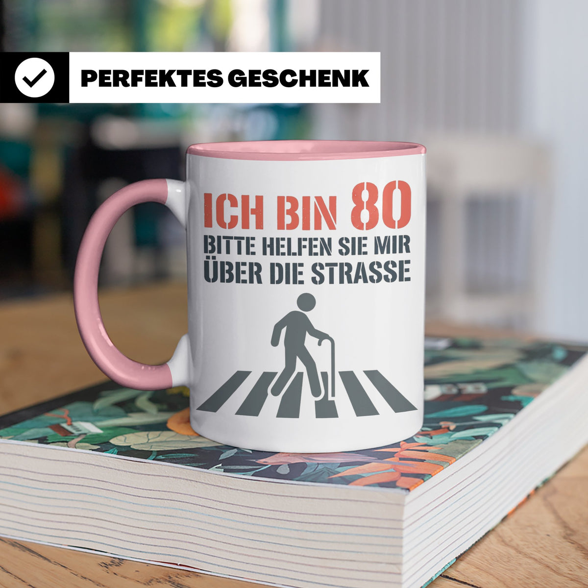 Tasse 80. Geburtstag lustig mit Spruch | Geschenk für Opa, O – Rosa [farbe:rosa]