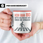 Tasse 80. Geburtstag lustig mit Spruch | Geschenk für Opa, O – Rot [farbe:rot]