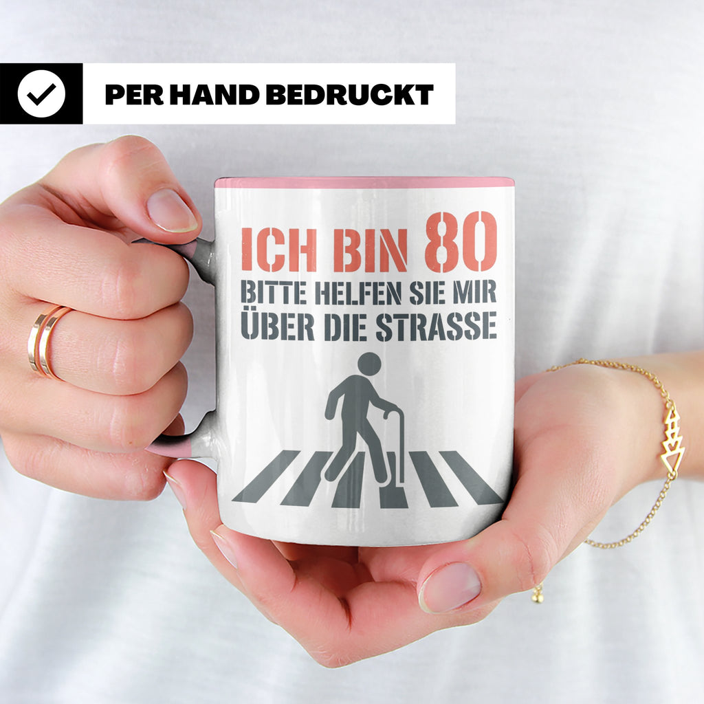 Tasse 80. Geburtstag lustig mit Spruch | Geschenk für Opa, O – Rosa [farbe:rosa]