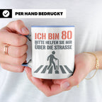 Tasse 80. Geburtstag lustig mit Spruch | Geschenk für Opa, O – Blau [farbe:blau]