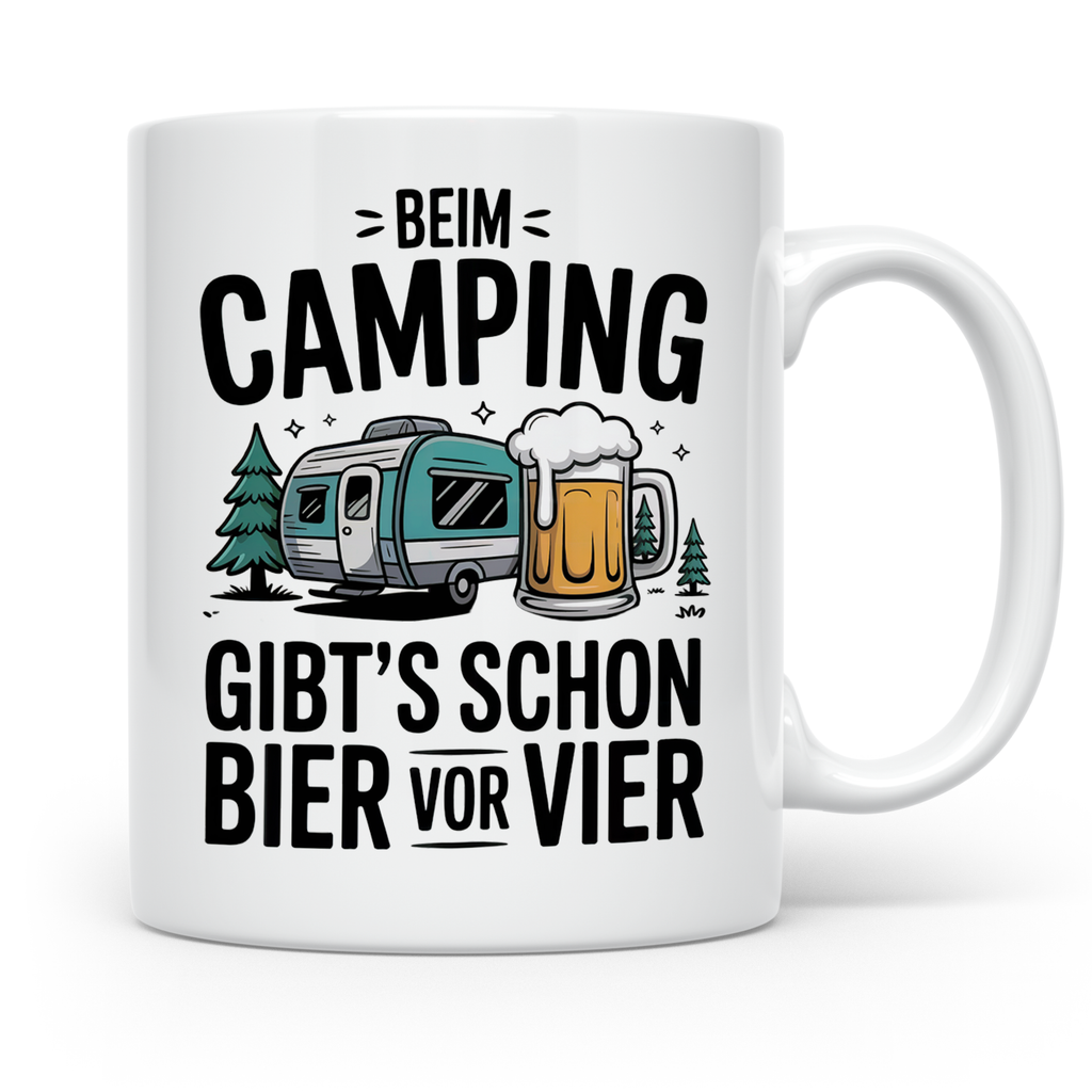 Camping Tasse Bier vor Vier - Wohnwagen Outdoor Urlaubs Gesc – Weiß [farbe:weiß]