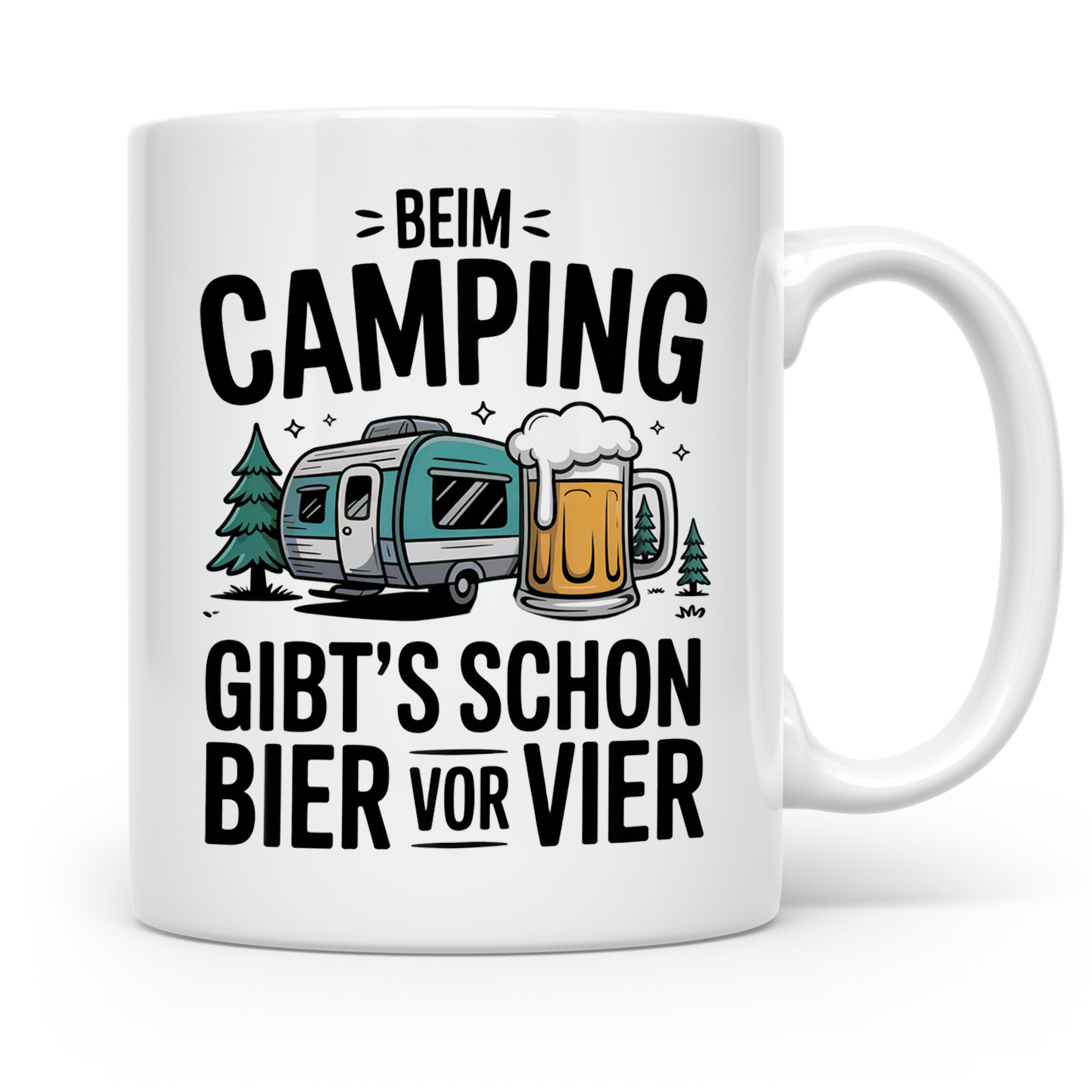 Camping Tasse Bier vor Vier - Wohnwagen Outdoor Urlaubs Gesc – Weiß [farbe:weiß]