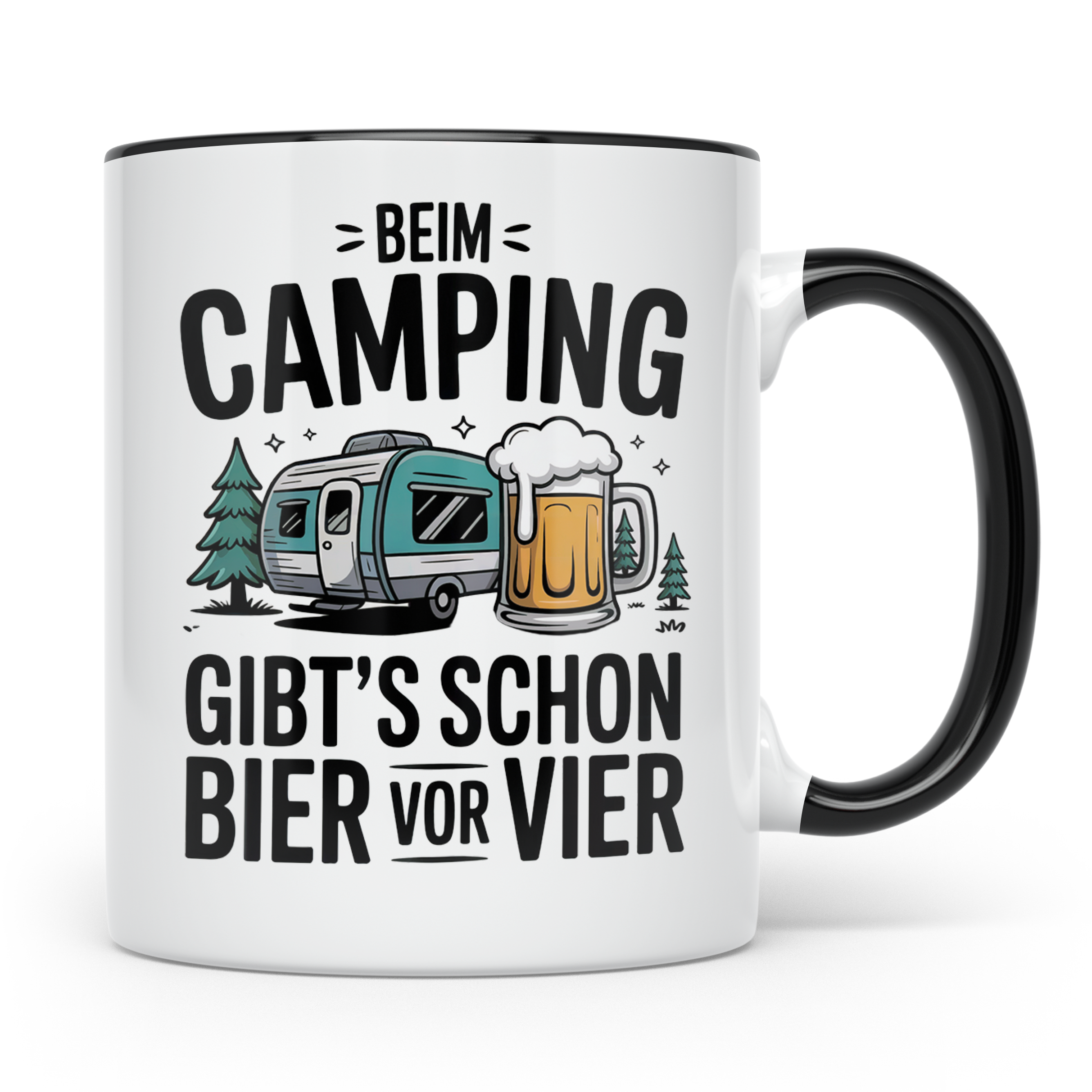 Camping Tasse Bier vor Vier - Wohnwagen Outdoor Urlaubs Gesc – Schwarz [farbe:schwarz]