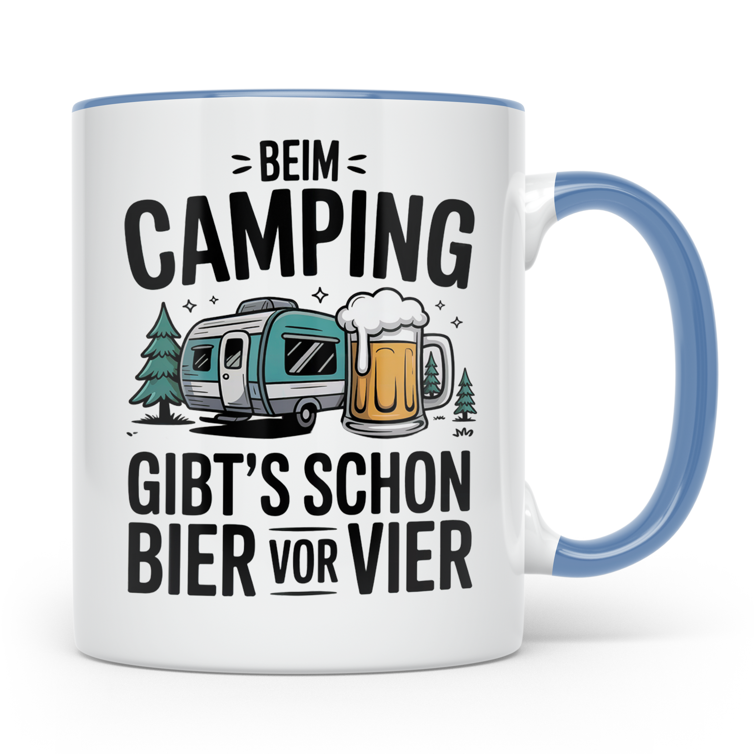 Camping Tasse Bier vor Vier - Wohnwagen Outdoor Urlaubs Gesc – Blau [farbe:blau]