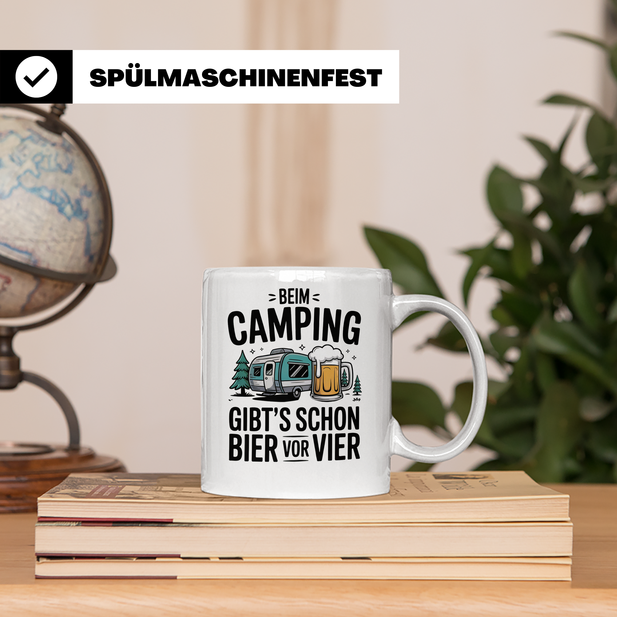 Camping Tasse Bier vor Vier - Wohnwagen Outdoor Urlaubs Gesc – Weiß [farbe:weiß]