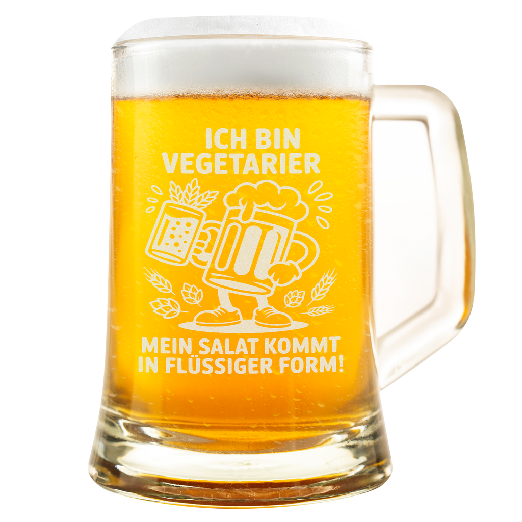 Witziger Bierkrug Vegetarier Design – „Mein Salat kommt in flüssiger Form“ Geschenk für Männer & Bierliebhaber Anti Vegetarier Geschenk