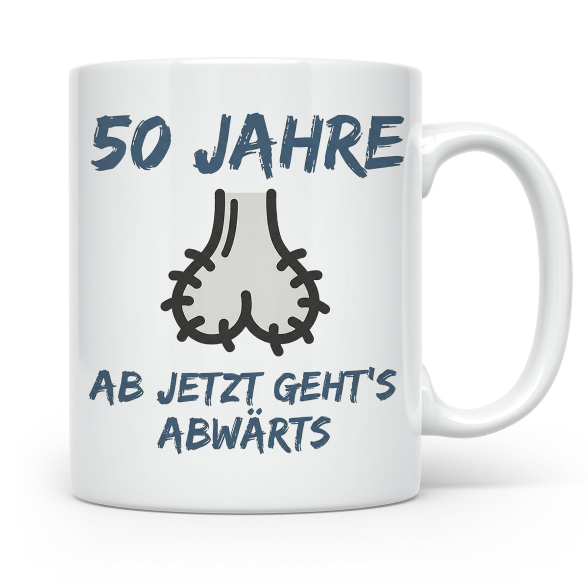 50. Geburtstag Mann Tasse lustig Ab jetzt geht's abwärts Spr – Weiß [farbe:weiß]