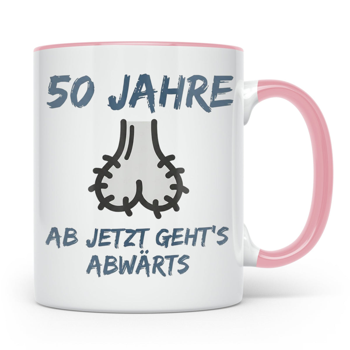 50. Geburtstag Mann Tasse lustig Ab jetzt geht's abwärts Spr – Rosa [farbe:rosa]