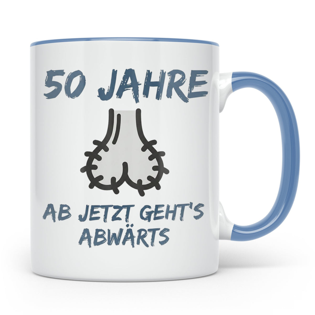 50. Geburtstag Mann Tasse lustig Ab jetzt geht's abwärts Spr – Blau [farbe:blau]