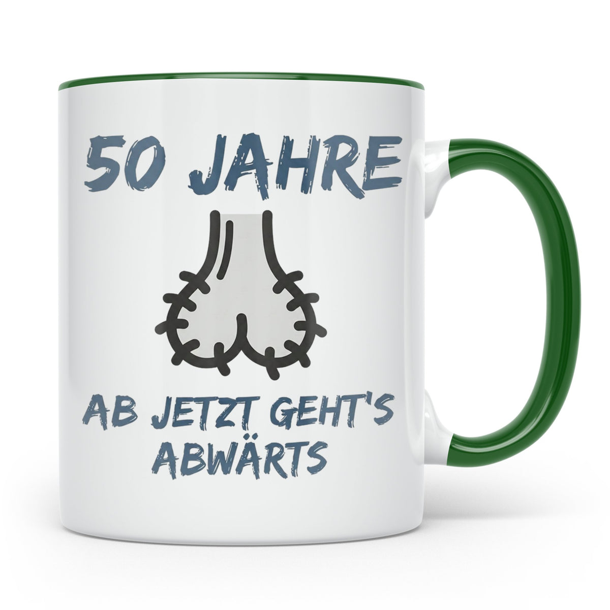 50. Geburtstag Mann Tasse lustig Ab jetzt geht's abwärts Spr – Grün [farbe:grün]