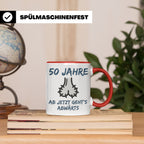 50. Geburtstag Mann Tasse lustig Ab jetzt geht's abwärts Spr – Rot [farbe:rot]