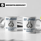 50. Geburtstag Mann Tasse lustig Ab jetzt geht's abwärts Spr – Weiß [farbe:weiß]