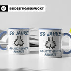 50. Geburtstag Mann Tasse lustig Ab jetzt geht's abwärts Spr – Blau [farbe:blau]