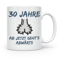 30. Geburtstag Tasse Mann lustig | Ab jetzt geht's abwärts | – Weiß [farbe:weiß]