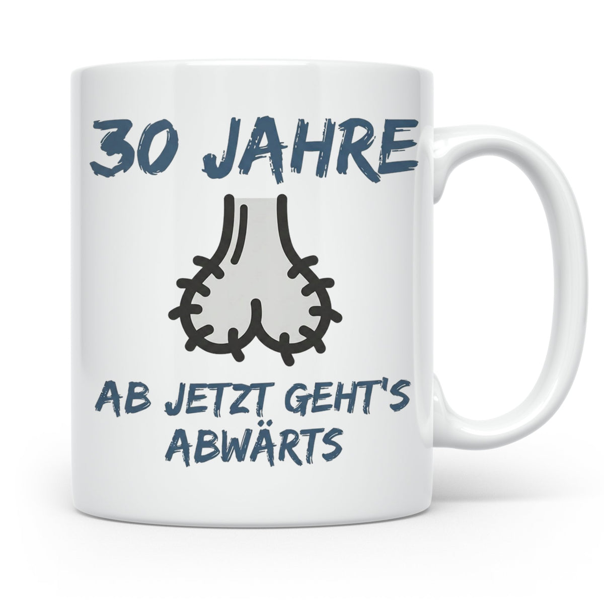 30. Geburtstag Tasse Mann lustig | Ab jetzt geht's abwärts | – Weiß [farbe:weiß]