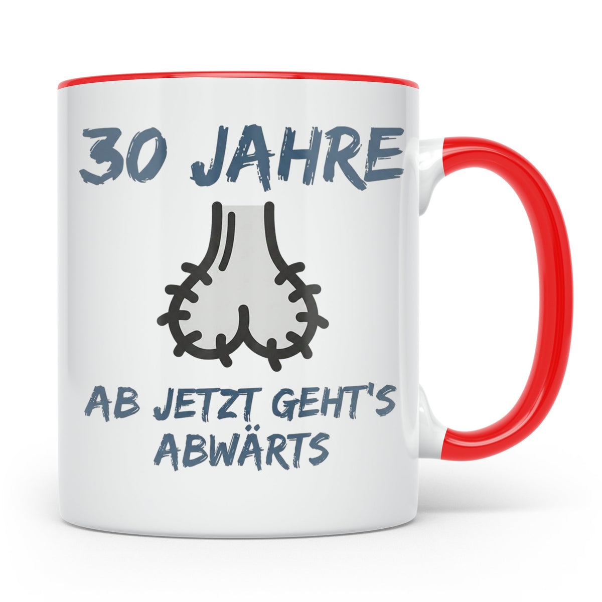 30. Geburtstag Tasse Mann lustig | Ab jetzt geht's abwärts | – Rot [farbe:rot]