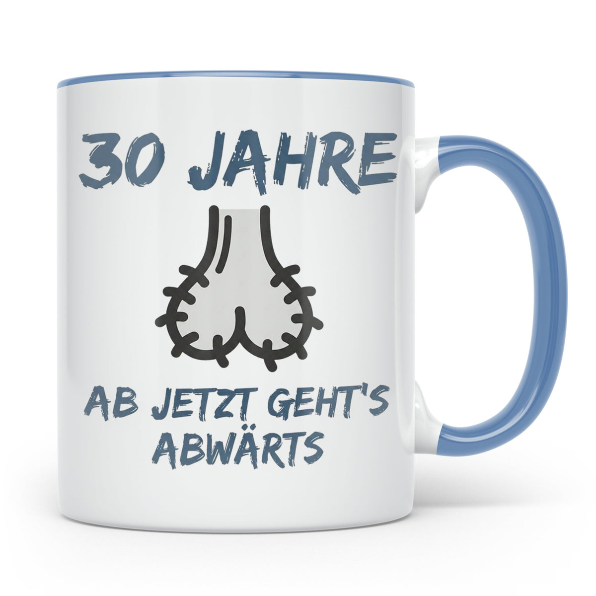 30. Geburtstag Tasse Mann lustig | Ab jetzt geht's abwärts | – Blau [farbe:blau]