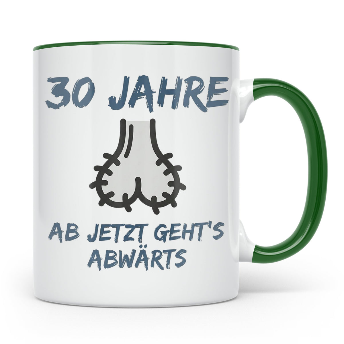 30. Geburtstag Tasse Mann lustig | Ab jetzt geht's abwärts | – Grün [farbe:grün]